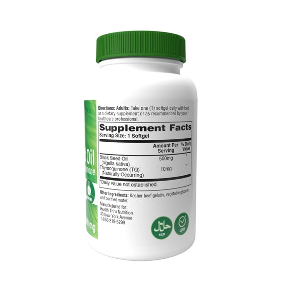 Black Seed Oil (Cold Pressed) 500mg (Non-Gmo) 100 Softgels