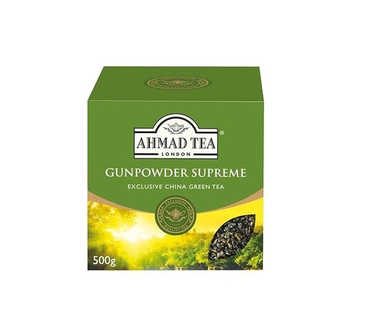 Ahmad Tea Green Tea, Gunpowder Loose Leaf, 500g - Caffeinated & Sugar Free