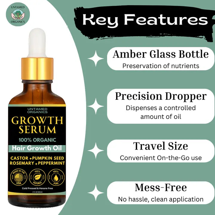 Organic Hair Growth Oil | 2 Fl. oz. Glass Dropper